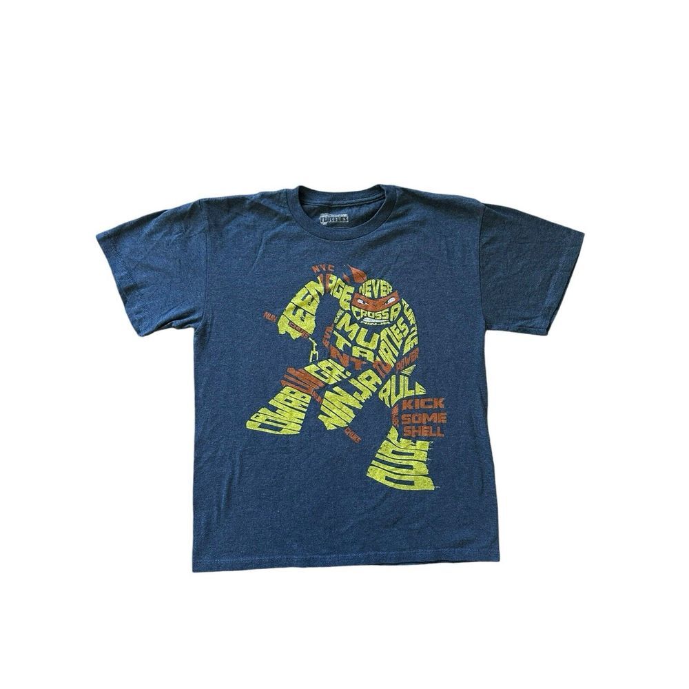 Teenage Mutant Ninja Turtles Kid's Blue T Shirt Size XL‎ Cotton/Polyester